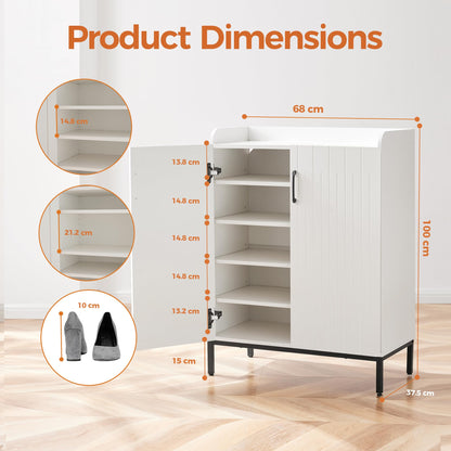 Mericonia Schuhschrank Modern Holz für Flur - Weiss