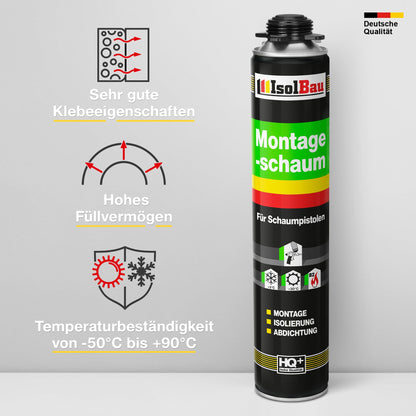Isolbau Bauschaum Montageschaum 1K PU Pistolenschaum 12x 750ml