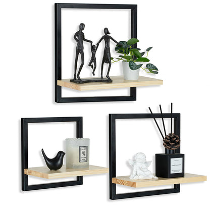 Walasis Wandregal Schwarz, 3er Set quadratische Schweberegale