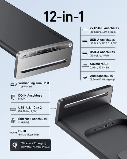 Anker 675 USB-C Docking Station 12-in-1 mit Wireless Charger