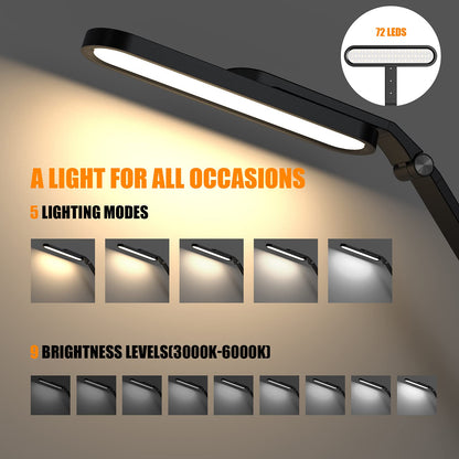 JKSWT LED Schreibtischlampe dimmbar mit USB-Ladeanschluss, schwarz