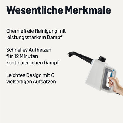 Amazon Basics Handdampfreiniger DS-SHS10-EU, 1000 W, 250 ml, weiss