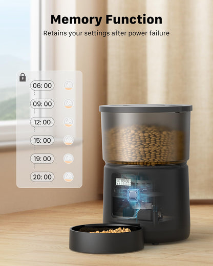 BEMOONY Futterautomat Katze 5L mit Timer und Aufnahmefunktion, schwarz