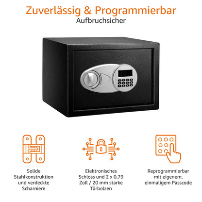 Amazon Basics Digitaler Sicherheitstresor Stahl - 14L Schwarz