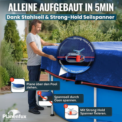 Planenfux® Rundpool-Abdeckung 400 cm - 2-in-1 Solar