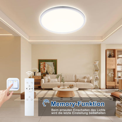 ONDTA Ultra Dünne LED Deckenleuchte Dimmbar – Ø57 cm Weiss Rund