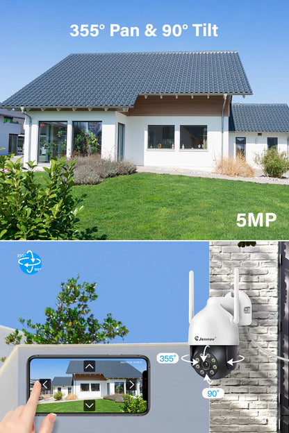 Jennov Überwachungskamera Set mit 10-Zoll-Monitor, 4x 5MP PTZ WLAN