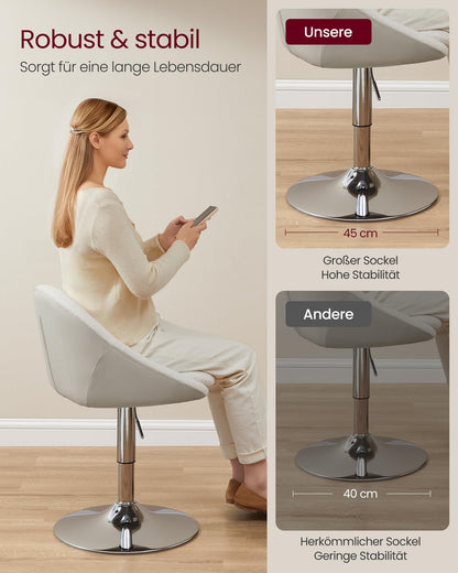 VASAGLE Drehstuhl LJB100W01 – Verstellbar für Büro & Schminktisch Cremeweiss