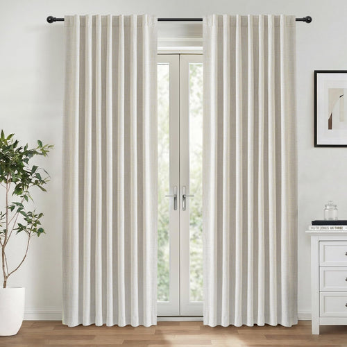 INOVADAY Verdunklungsvorhang Thermo 2er-Set Hellbeige 245 x 140 cm, Polyester in Leinenoptik