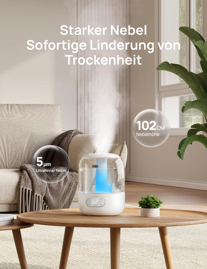 DREO Luftbefeuchter Ultraschall, kühler Nebel, 3 L Tank, Top-Fill