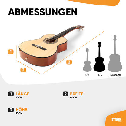 MAX SoloArt Akustik Gitarre 3/4 - Kinder ab 6 Jahren