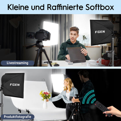 FGen Softbox Set 40x40 cm mit 85W LED und 150 cm Stativ
