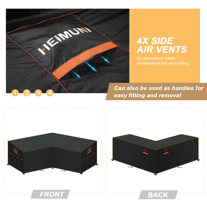 HEIMUNI Loungemöbel Abdeckung L-Form wasserdicht 220x220x87 cm
