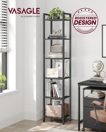 VASAGLE Bücherregal LLS101B56, 6 Ebenen, 30 x 40 x 186 cm, schwarz