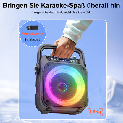 Singingmate K9M Karaoke-Maschine Bluetooth mit 2 kabellosen Mikrofonen