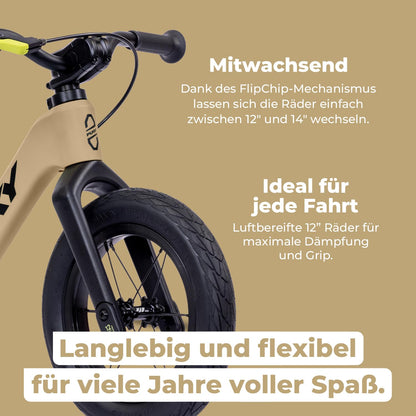 PUKY Next 12" Laufrad Sand/Black mit Bremse für 2–6 Jahre