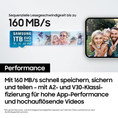 Samsung EVO Select microSD-Karte 4K UHD - 1 TB mit SD-Adapter (2024)