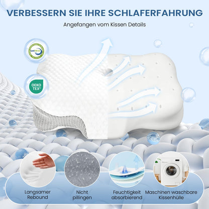 Dozion Nackenkissen Memory Foam, ergonomisches Kopfkissen MI-1001