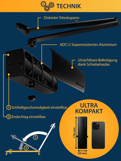 NAPOLEON N-1000 Automatischer Türschliesser Gr. 3 Schwarz