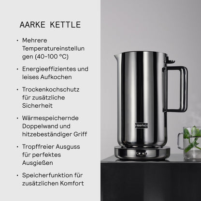 Aarke Wasserkocher Edelstahl mit Temperaturwahl - Steel