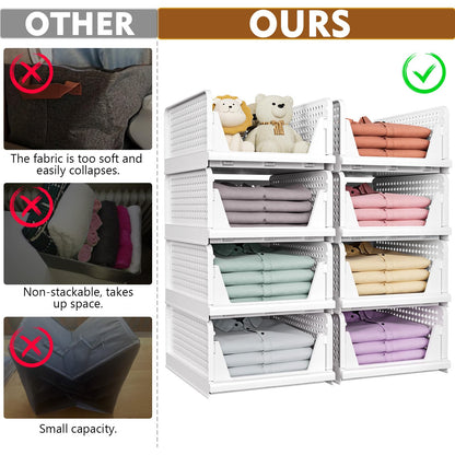 SNSLXH Schrank Organizer 8er Set, stapelbar & faltbar, weiss