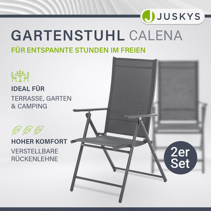 Juskys Gartenstuhl Calena 2er Set Anthrazit klappbar verstellbar