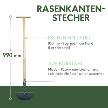 DeWit Rasenkantenstecher T-Griff 99 cm, Borstahl & Eschenholz