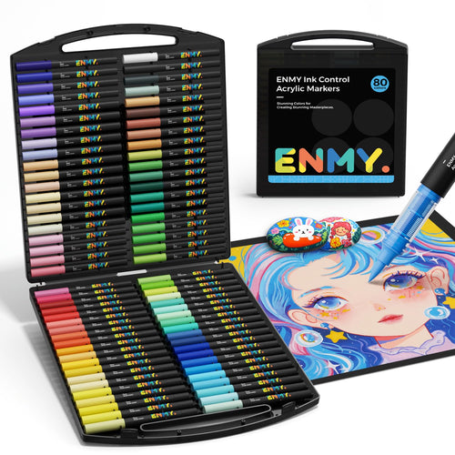 ENMY Acrylmalstifte Set 80 Farben, direkte Flüssigacryl-Marker mit Pinselspitze