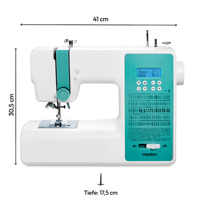 MEDION SD36 MD11881 Digitale Nähmaschine, 270 Stichmuster, türkis