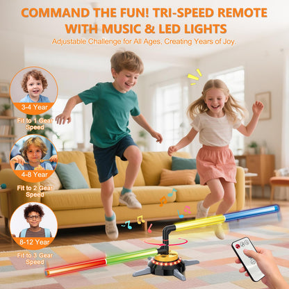 TERRAMUS 3-in-1 Ringwurfspiel mit Sandsäckchen, Musik und Licht