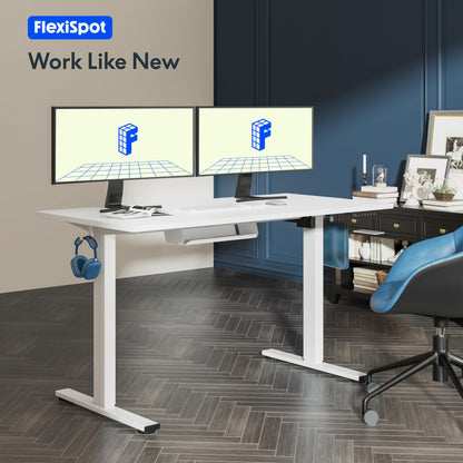 FlexiSpot Höhenverstellbarer Ergonomischer Schreibtisch Basic – 120x60cm Weiss