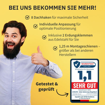 Avoltik Solar Halterung Ziegeldach Montageset - 2 Module (30-45mm)