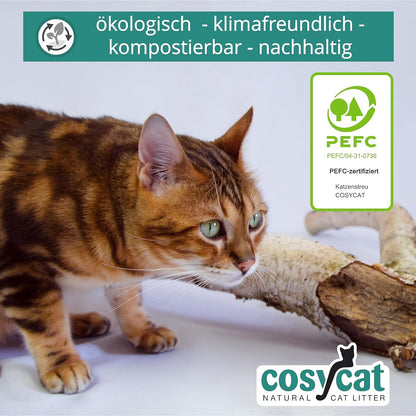 COSYCAT Katzenstreu Klumpstreu aus Holz, fein, 2 x 20 l