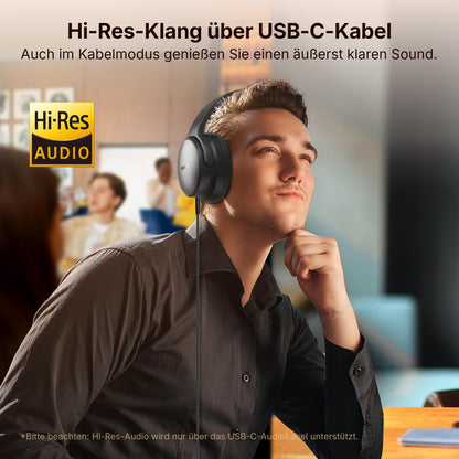 EarFun Tune Pro Over-Ear-Kopfhörer kabellos mit ANC, 120 Std. Akku