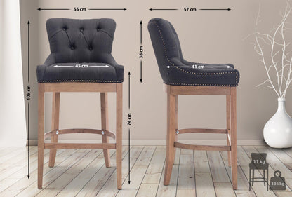 CLP Lakewood Barhocker Stoffbezug – Dunkelgrau, Holzgestell
