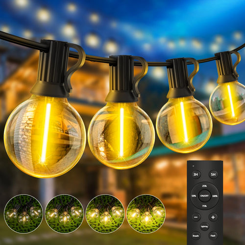 YRATERVSR LED Lichterkette Aussen 30m mit G40 Glühbirnen, IP44 für Garten, Balkon und Terrasse