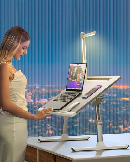 SAIJI Laptoptisch Betttisch mit LED Lampe – Verstellbar