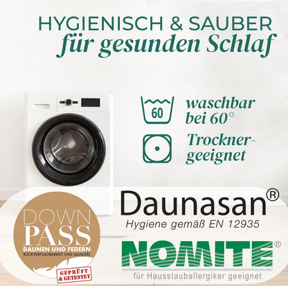 Made in Germany Daunen Federkissen 3-Kammer Kopfkissen - 40x80 cm