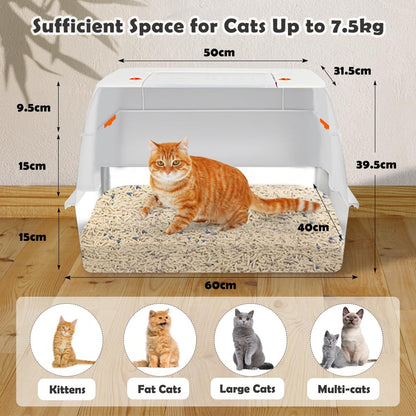 Vivifying Katzenklo Edelstahl mit Deckel, XL Katzentoilette, Beige