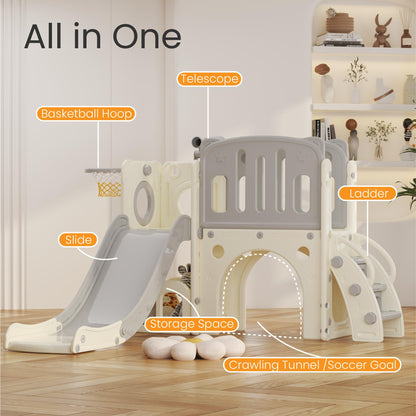 hoopyosms Kinder Rutsche Klettergerüst Spielturm Set - Grau