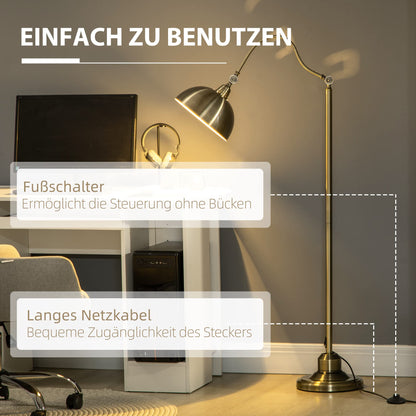 HOMCOM Bogenlampe Stehleuchte, Retro-Design E27 Fassung – Bronze