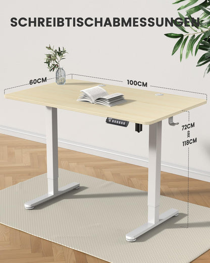ErGear Schreibtisch Elektrisch Höhenverstellbar - 100x60 cm