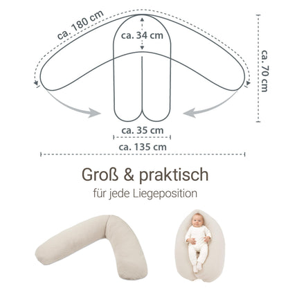 Theraline Dodo Pillow Premium Stillkissen 180 cm mit Musselinbezug