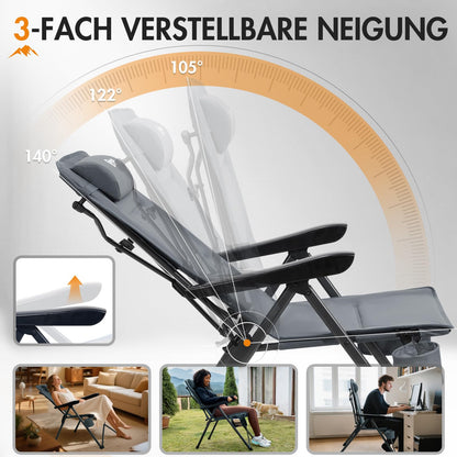 Portal Campingstuhl faltbar mit verstellbarer Rückenlehne bis 160 kg