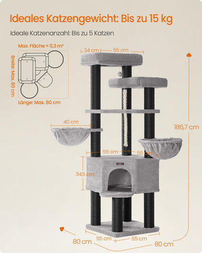 Feandrea XXL Grosskatzen Kratzbaum PCT008G02 – Taubengrau