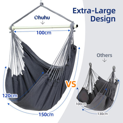 Ohuhu Hängesessel Outdoor XL ohne Gestell bis 150 kg, Dunkelgrau