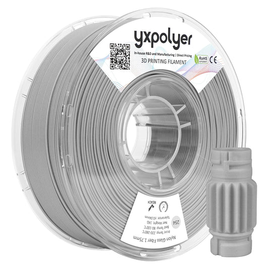 YXPOLYER PA6 GF Nylon Glasfaser Filament - 1.75mm schwarz 1kg. Für den 3D-Druck hochfester, stabiler Bauteile.
