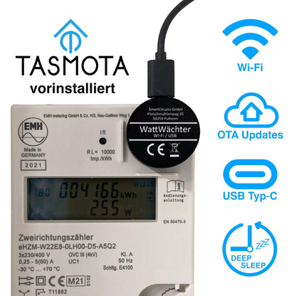 WattWächter Wi-Fi/USB IR Lesekopf für Stromzähler mit Tasmota