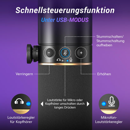 TONOR TD520S+LP Dynamisches Mikrofon mit USB/XLR und Mikrofonarm