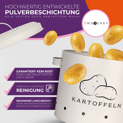 TWOBERRY Kartoffel Aufbewahrungsbox 3er Set mit Sparschäler, Weiss
